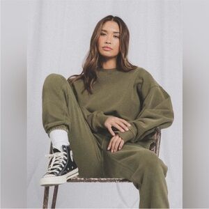 Elwood 100% Cotton Oversized Crew Neck and Joggers in Vintage Green